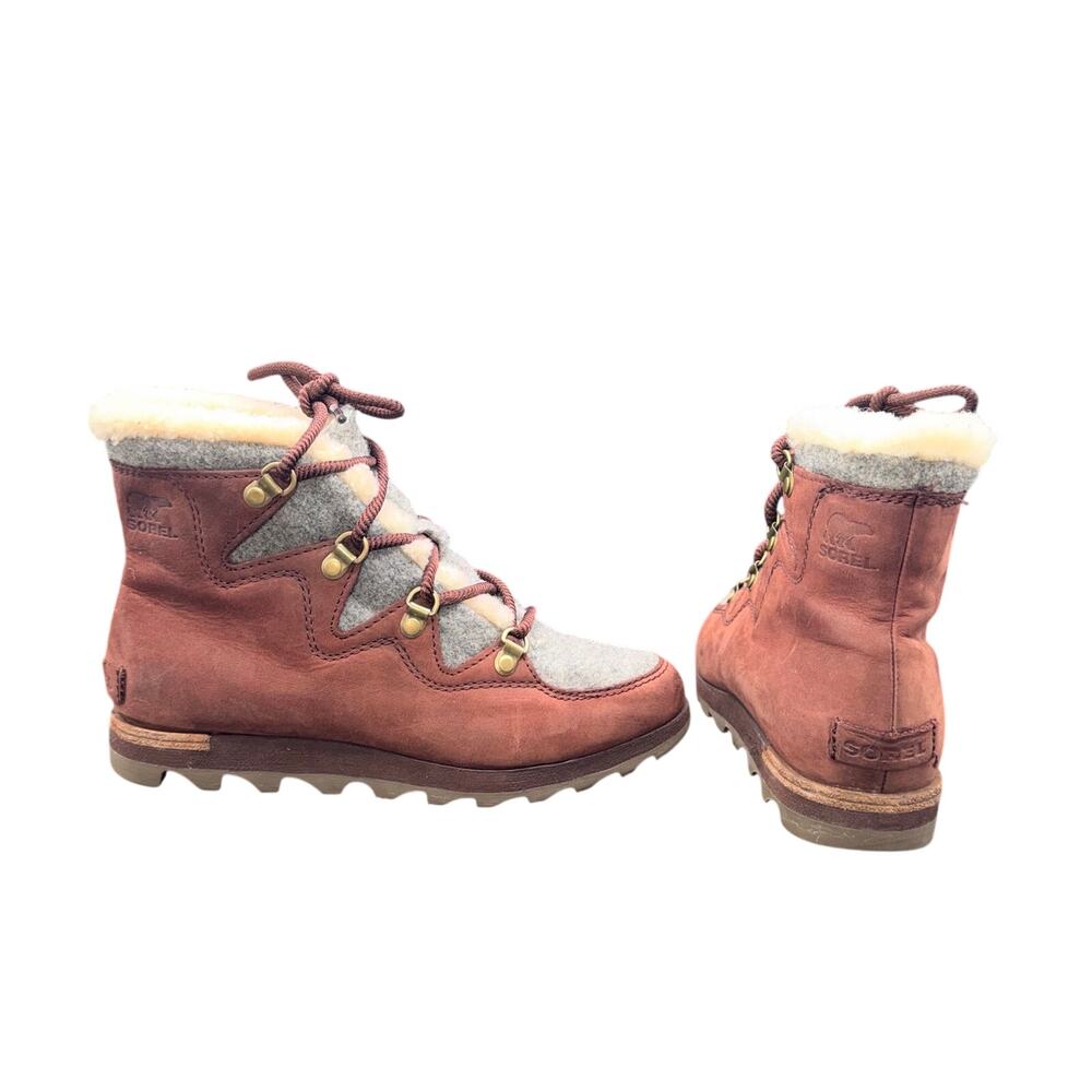 Sorel Sneakchic Alpine Women’s Size 7 Cattail Brown Waterproof Leather Boots